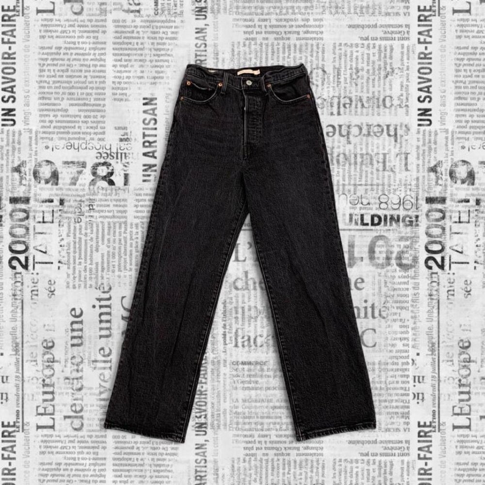Women's Black Levi's Button Fly Straight Leg Jeans